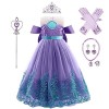 IMEKIS Enfant Filles Petite Sirène Robe Princesse Sequin Tutu Halloween Cosplay Habillage Costume De Carnaval De Noël avec Ac