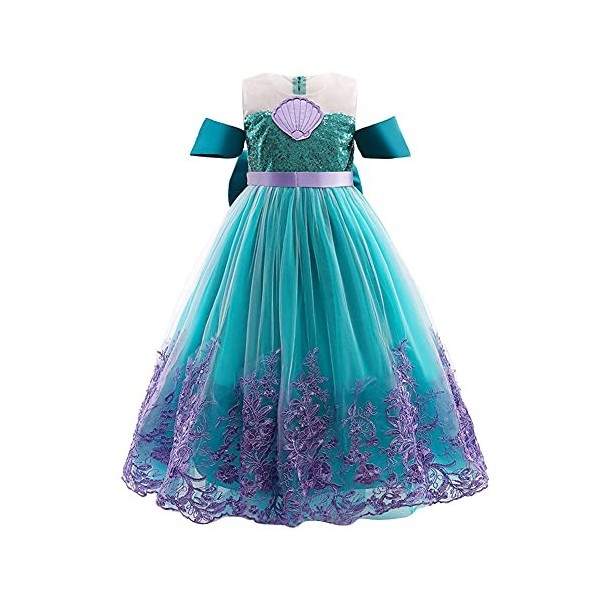 IMEKIS Enfant Filles Petite Sirène Robe Princesse Sequin Tutu Halloween Cosplay Habillage Costume De Carnaval De Noël avec Ac