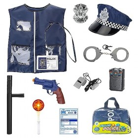 Fivtsme Deguisement Policier Enfant, Deguisement Policier, Ensemble De Costume De Police, Police Chemise Police Menottes Casq