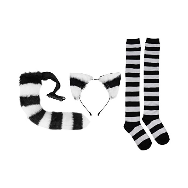 Amagogo Ensemble de costumes de chat, ensemble de queue doreilles, chaussettes de déguisement, costume de cosplay animal, ac