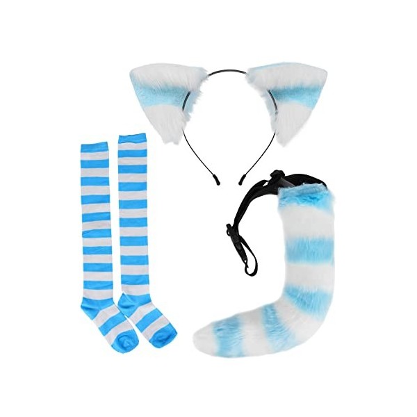 Amagogo Ensemble de costumes de chat, ensemble de queue doreilles, chaussettes de déguisement, costume de cosplay animal, ac