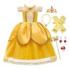 FMYFWY Costume de Carnaval Filles Princesse Robe de Belle Déguisements de la Beauté et la Bête Halloween Noël Robe de Anniver