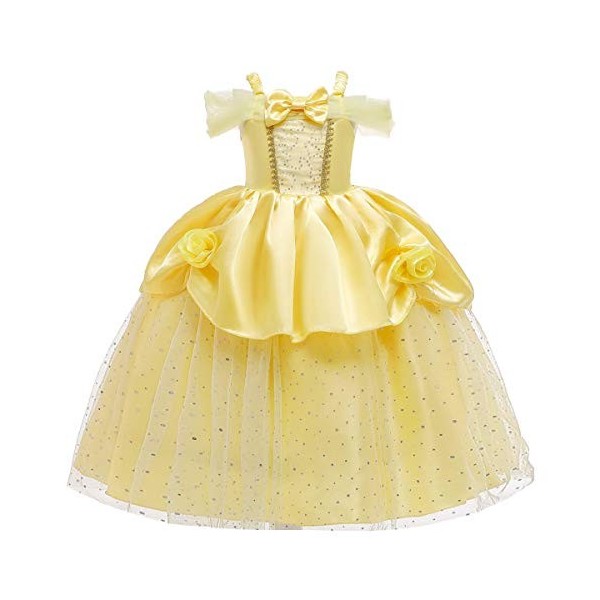 FMYFWY Costume de Carnaval Filles Princesse Robe de Belle Déguisements de la Beauté et la Bête Halloween Noël Robe de Anniver