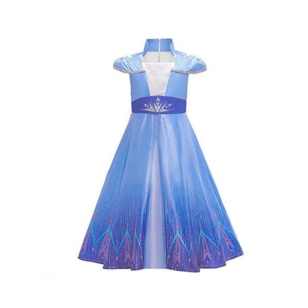 IMEKIS Robe de princesse Elsa La Reine des Neiges pour fille avec accessoires pour fête danniversaire, carnaval, cosplay - B