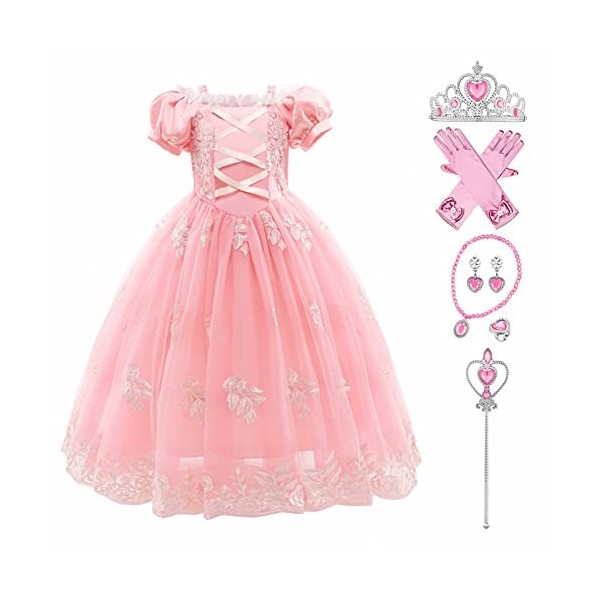 Enfant Filles Sirène Robe Princesse Ariel Déguisement Carnaval Cosplay avec Accessoires Costume de Contes de Fées pour Hallow