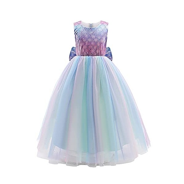 Enfant Filles Sirène Robe Princesse Ariel Déguisement Carnaval Cosplay avec Accessoires Costume de Contes de Fées pour Hallow