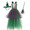 Odizli Costume dHalloween pour enfant - Costume de sorcière pour fille - Costume de sorcière - Robe en tulle - Balai de sorc