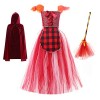 Odizli Costume dHalloween pour enfant - Costume de sorcière pour fille - Costume de sorcière - Robe en tulle - Balai de sorc