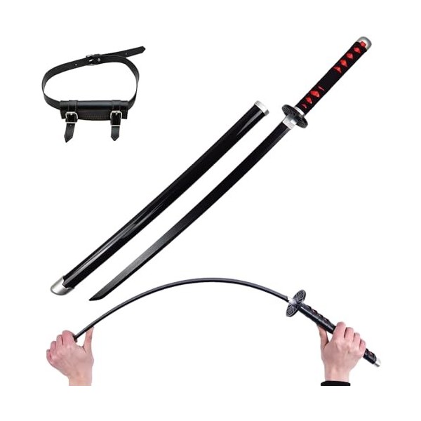 Asenmao Épée De Samouraï Anime Faite À La Main Katana en Bois pour Les Amateurs Danime - 76/104cm Couteau en Bambou Accessoi