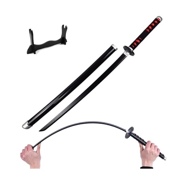 Asenmao Épée De Samouraï Anime Faite À La Main Katana en Bois pour Les Amateurs Danime - 76/104cm Couteau en Bambou Accessoi