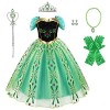 Discoball Anna Princesse Robe,Anna Elsa Costume Mit Accessoires,Enfants Reine des Neiges Déguisement de Princesse Pour Fête d