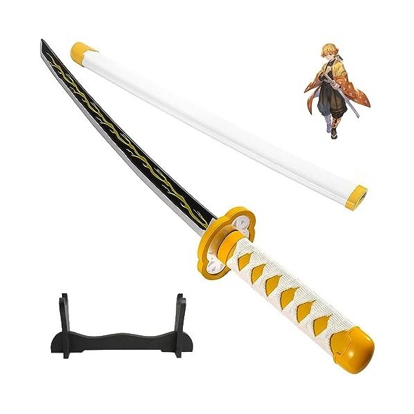 Asenmao Épée Tueur De Démons - Épée Samouraï en Bambou Agatsuma Zenitsu, Katana Jouets pour Enfants, Épée Danime Cosplay, Ar