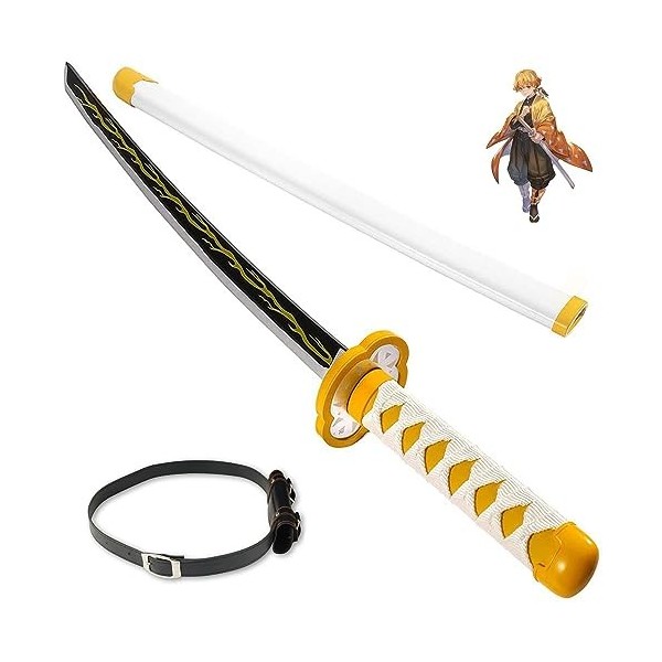 Asenmao Épée Tueur De Démons - Épée Samouraï en Bambou Agatsuma Zenitsu, Katana Jouets pour Enfants, Épée Danime Cosplay, Ar