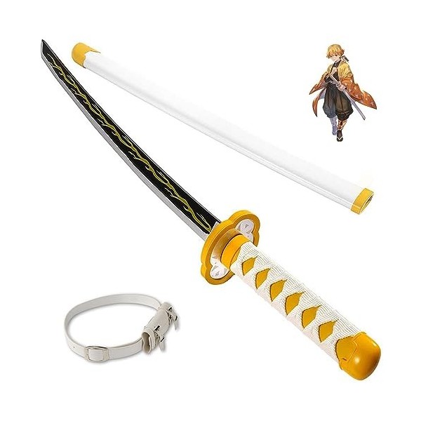 Asenmao Épée Tueur De Démons - Épée Samouraï en Bambou Agatsuma Zenitsu, Katana Jouets pour Enfants, Épée Danime Cosplay, Ar