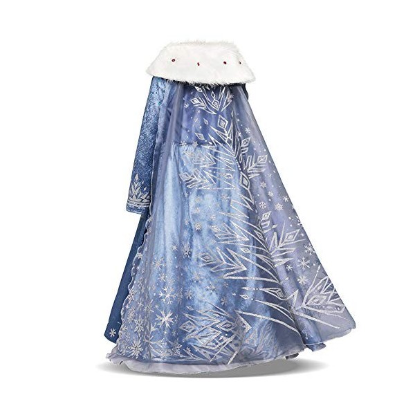 IWEMEK Déguisement Reine des Neige Robe Princesse Anna Elsa Costume avec Accessoires Enfant Fille Anniversaire Noël Halloween