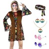 YORDET Costume hippie pour femme des années 60 et 70 - Costume hippie rétro avec accessoires hippie - Costume disco pour femm