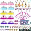 vamei 80pcs Déguisement Princesse Fille Couronne Princesse Diademe Baguette Magique Accessoires Princesse Bijoux Bagues Colli