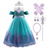 Deguisement Robe Princesse Ariel Costume de Sirène pour Enfant Fille, Robe Ariel la petite sirene avec Accessoires, Enfants C