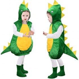 Tacobear Deguisement Dinosaure Enfant Gilet Dinosaure à Capuche avec Couvre-Chaussures Dino Costume Cosplay Dress Up Jeu de R