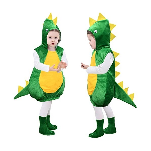 Tacobear Deguisement Dinosaure Enfant Gilet Dinosaure à Capuche avec Couvre-Chaussures Dino Costume Cosplay Dress Up Jeu de R