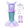 JerrisApparel Petite Fille Princesse Sirène Costume Pailleté Halloween Fête Robe 110, Lilas avec Accessoires 
