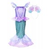 JerrisApparel Petite Fille Princesse Sirène Costume Pailleté Halloween Fête Robe 110, Lilas avec Accessoires 