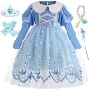 IWFREE Elsa Déguisement Fille la Reine des Neiges Costume Robe de Princesse avec Cape pour Cosplay Noël Carnaval Halloween Fê