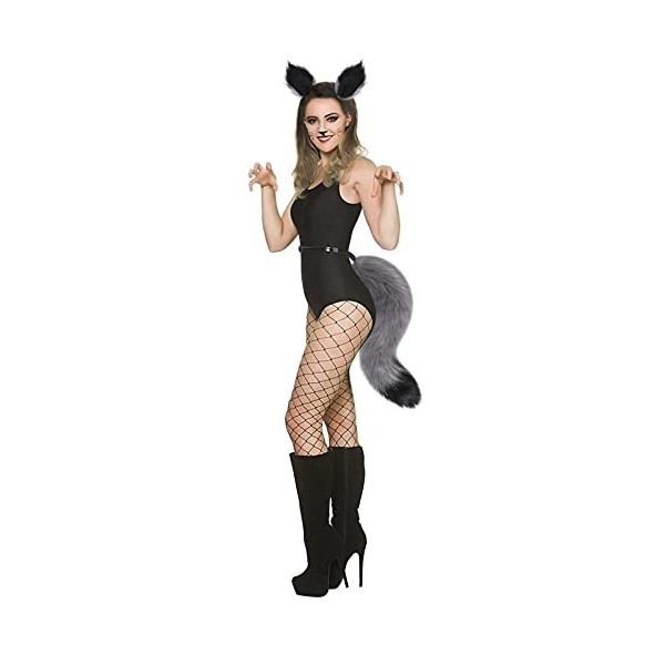 YJZQ Ensemble oreilles et queue de chat en fausse fourrure pour adultes, Halloween, cosplay, fête, accessoire de déguisement 