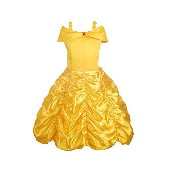 Lito Angels Deguisement Robe Princesse Belle Enfant Fille, Costume la Belle et la Bête, Taille 8-9 ans, Jaune, A