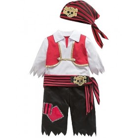 AGQT Costume de Pirate Enfants Garçons avec Ensemble dAccessoires de Pirate Costume de Carnaval dHalloween 4-5 Ans