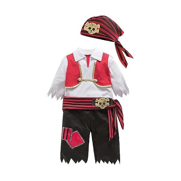 AGQT Costume de Pirate Enfants Garçons avec Ensemble dAccessoires de Pirate Costume de Carnaval dHalloween 4-5 Ans