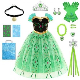 Sugeru® 12 Pièces deguisement anna reine des neiges,Anna et Elsa costume reine des neiges, Enfants Déguisement de Princesse p