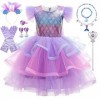 Deguisement Sirene Fille, Deguisement Ariel Petite Sirene, Robe De Princesse Sirène avec Accessoires, Robe Fête Anniversaire 