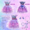 Deguisement Sirene Fille, Deguisement Ariel Petite Sirene, Robe De Princesse Sirène avec Accessoires, Robe Fête Anniversaire 