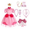 MRLTOP Filles Princesse Peach Dress Up Set Peach Enfants Costume Déguisement Princesse avec Couronne et Accessoires pour Hall