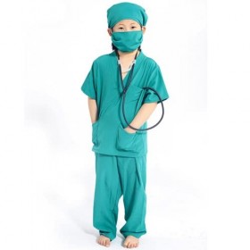 Cosplay Costume de Docteur Enfant avec Blouse Blanche Stéthoscope Déguisement Accessoires pour enfant de 3-12 ans