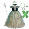 IWEMEK Filles Déguisements Princesse Anna Robe + Accessoires Reine des Neige 2 Costume de Carnaval Halloween Noël Robes de fê