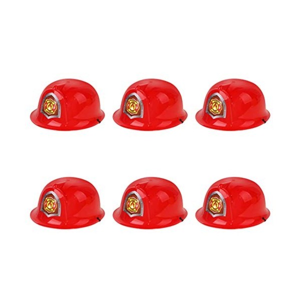 STOBOK Lot de 6 pompiers pour enfants, pompons, casques, accessoires de déguisement, chapeaux, jeux de rôle, pour enfants