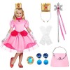 CHMMY Peach Princesse Costumes Enfant Filles Princesse Peach Déguisement Dress Enfants Peach Cosplay Costume avec Accessoires