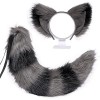 Ensemble bandeau en fausse fourrure avec oreilles de chat et queue de loup et renard pelucheux pour cosplay, déguisement dan