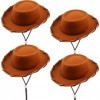 Rcanedny Lot de 4 chapeaux de cowboy en feutre pour enfants - Chapeau fantaisie pour costume dHalloween - Accessoires de dég