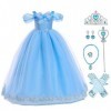 IBAKOM Enfant Fille Déguisement Blanche-Neige Cendrillon Sophia Reine des Neiges Costume Princesse Halloween Carnaval Noël An