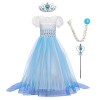 Elsa Anna Princesse Glace Neiges Costume Enfant Fille Cosplay Longue Déguisement et Accessoires à Manches Courtes/Longue pour