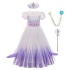 Elsa Anna Princesse Glace Neiges Costume Enfant Fille Cosplay Longue Déguisement et Accessoires à Manches Courtes/Longue pour