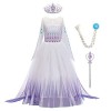 Elsa Anna Princesse Glace Neiges Costume Enfant Fille Cosplay Longue Déguisement et Accessoires à Manches Courtes/Longue pour