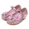 Eleasica Fille Talons Hauts Chaussures de Princesse Reine des Neiges Elsa Anna Paillettes Déguisement Violet Argenté Bleu Ros