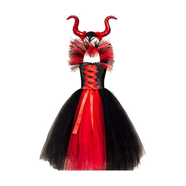 Enfants Filles Maleficent Costume Maléfique Sorcière Méchante Reine Déguisement Fantaisie Tutu Habiller Halloween Cosplay Ten