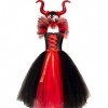 Enfants Filles Maleficent Costume Maléfique Sorcière Méchante Reine Déguisement Fantaisie Tutu Habiller Halloween Cosplay Ten
