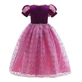 IDOPIP Princesse Raiponce Costume Robe de fête Robe de Fille + Accessoires Cosplay Halloween Noël Partie Carnaval Fête Annive