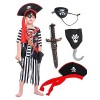 IKALI Costume de pirate pour filles, tenue de luxe pour le flibustier boucanier ensemble de 4 pièces tenue de costume pour 